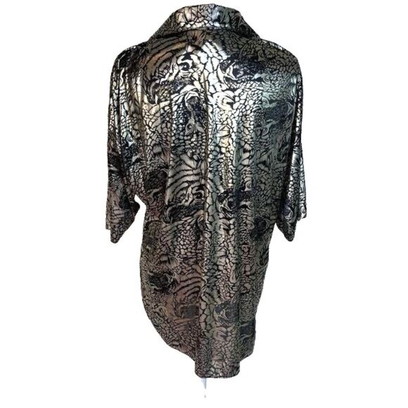 Fourteenth Place Vintage Womens Top Size Medium Black Silver Tiger Print - Picture 2 of 12